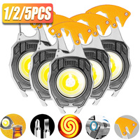 Multifunctional Rechargeable COB Keychain Flashlights with Whistles Screwdriver Opener Light Mode Pocket Light for Outoor Hiking