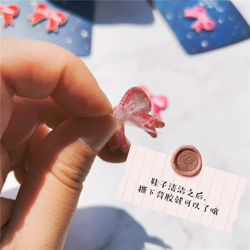 Embroidered Bow Patch Fabric Decal Accessory for Shoes Bags Notebooks DIY Craft Colorful Lightweight Premium Portable