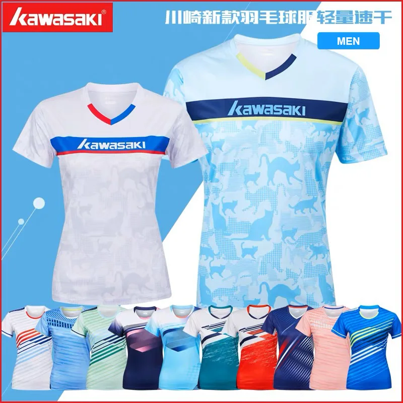 KAWASAKI Badminton Clothing Padel Shirts Man Short Sleeve Professional Badminton Shirt Men\'s Quick Drying Casual Sports Clothing