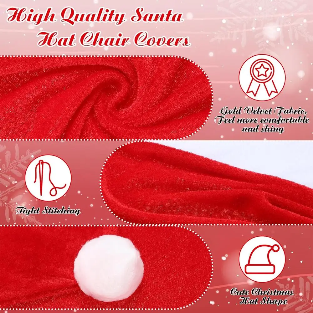 Confezione da 50 fodere per sedie natalizie a tema cappello rosso, 19,69 x 23,62, per decorazioni per feste e banchetti