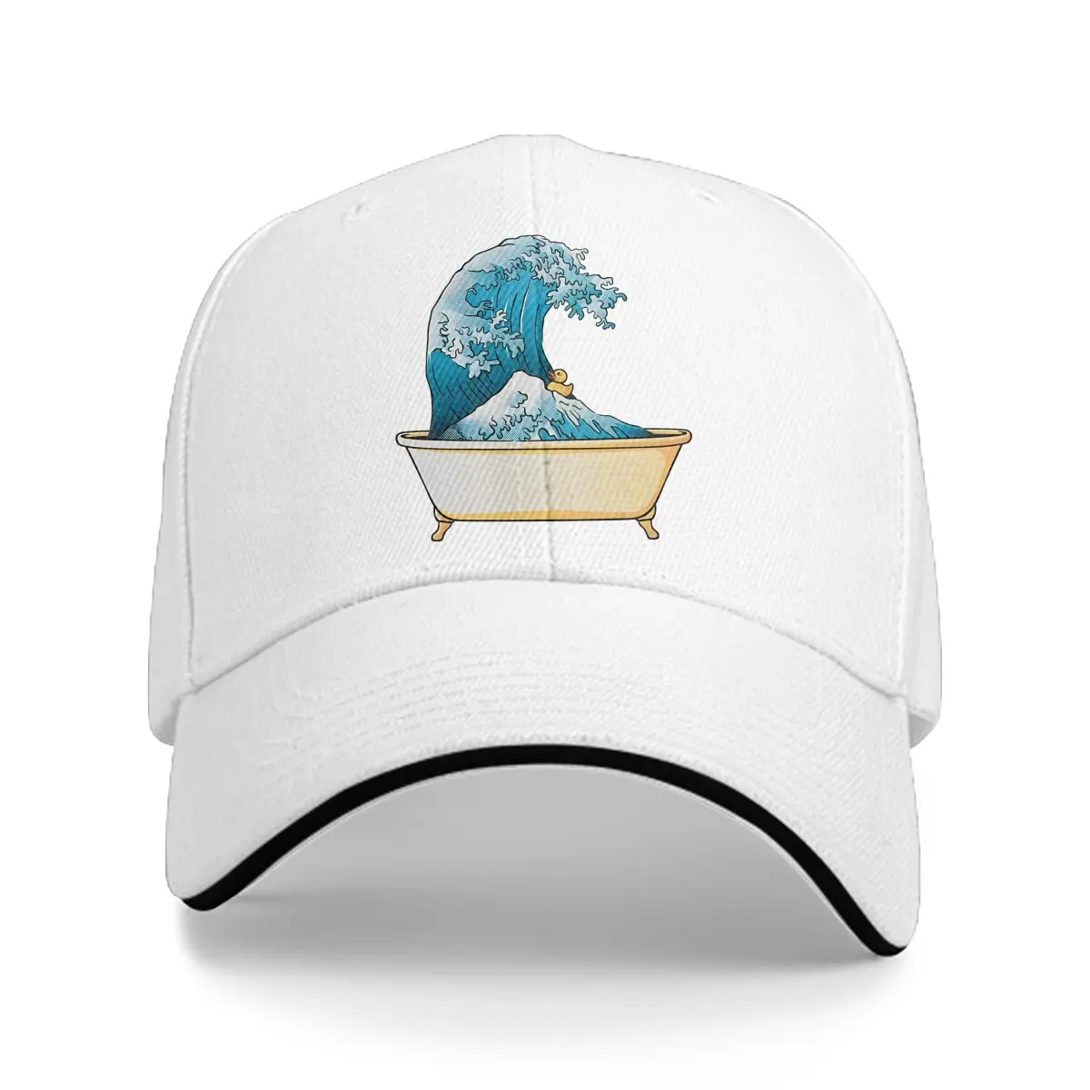 Washed Men's Baseball Cap Bathtub Kanagawa Wave By Tobe Fonseca Trucker Snapback Caps Dad Hat Rubber Duck