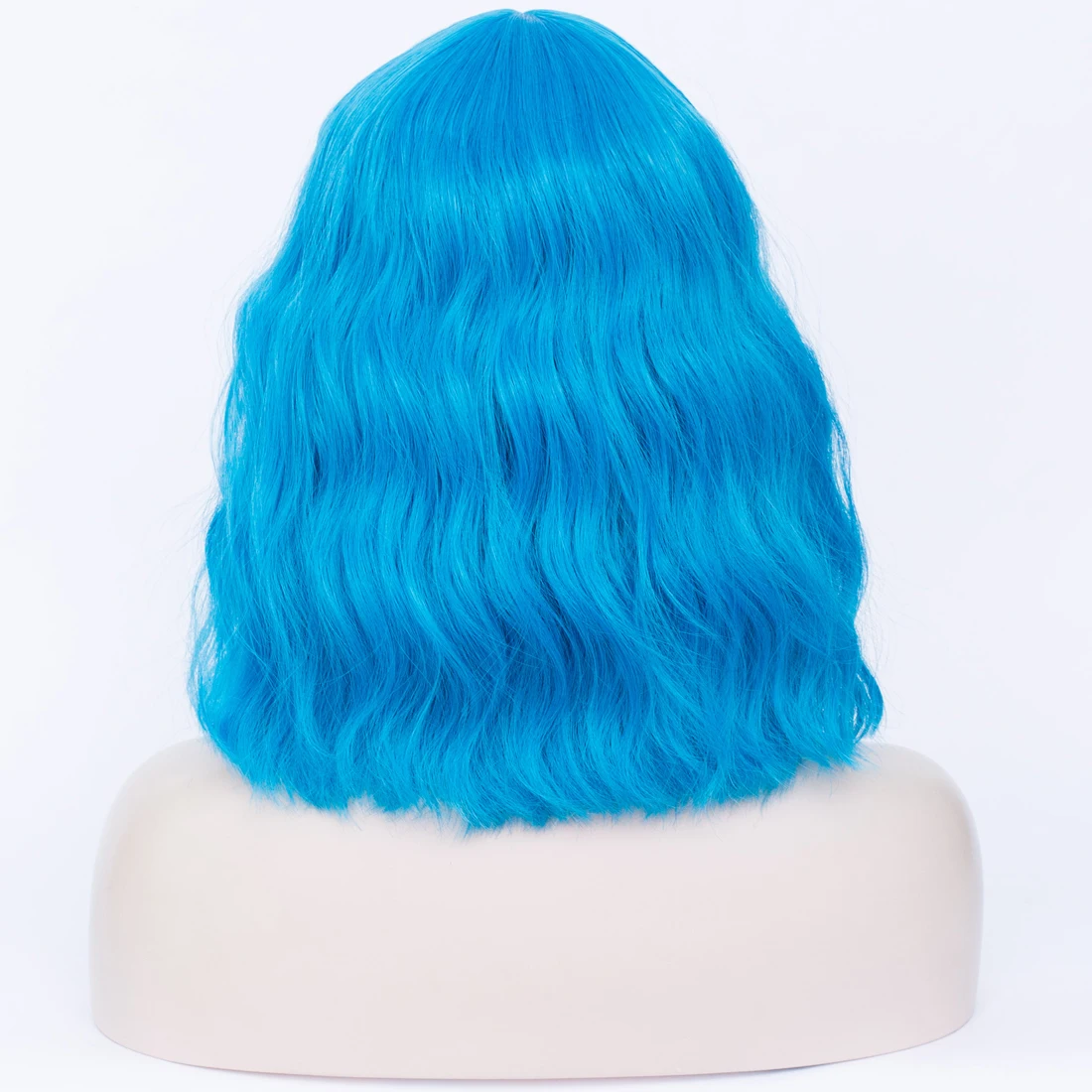 วิกผมสั้นสังเคราะห์ทรงบ๊อบมีหน้าม้า 14 นิ้ว สำหรับผู้หญิง วิกผมสีฟ้าสำหรับใช้คอสเพลย์ทุกวัน