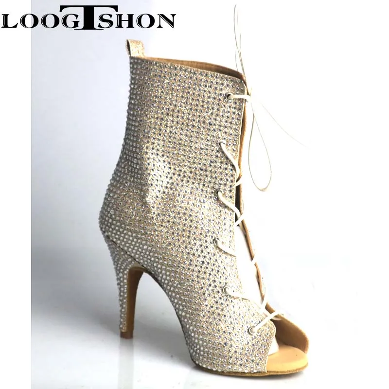 2022 Winter New Style Bachata Social Dance Booties 6-10cm Customized Heel Khaki  Salsa Latin Dance Shoes Dance Boot For Women