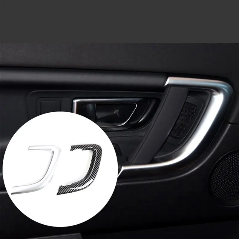 سيارة ألياف الكربون الباب الداخلي لوحة مقبض سحب إطار الكسوة الديكور الداخلي ملصق أجزاء لاند روفر ديسكفري 2015-2019-A7 #3