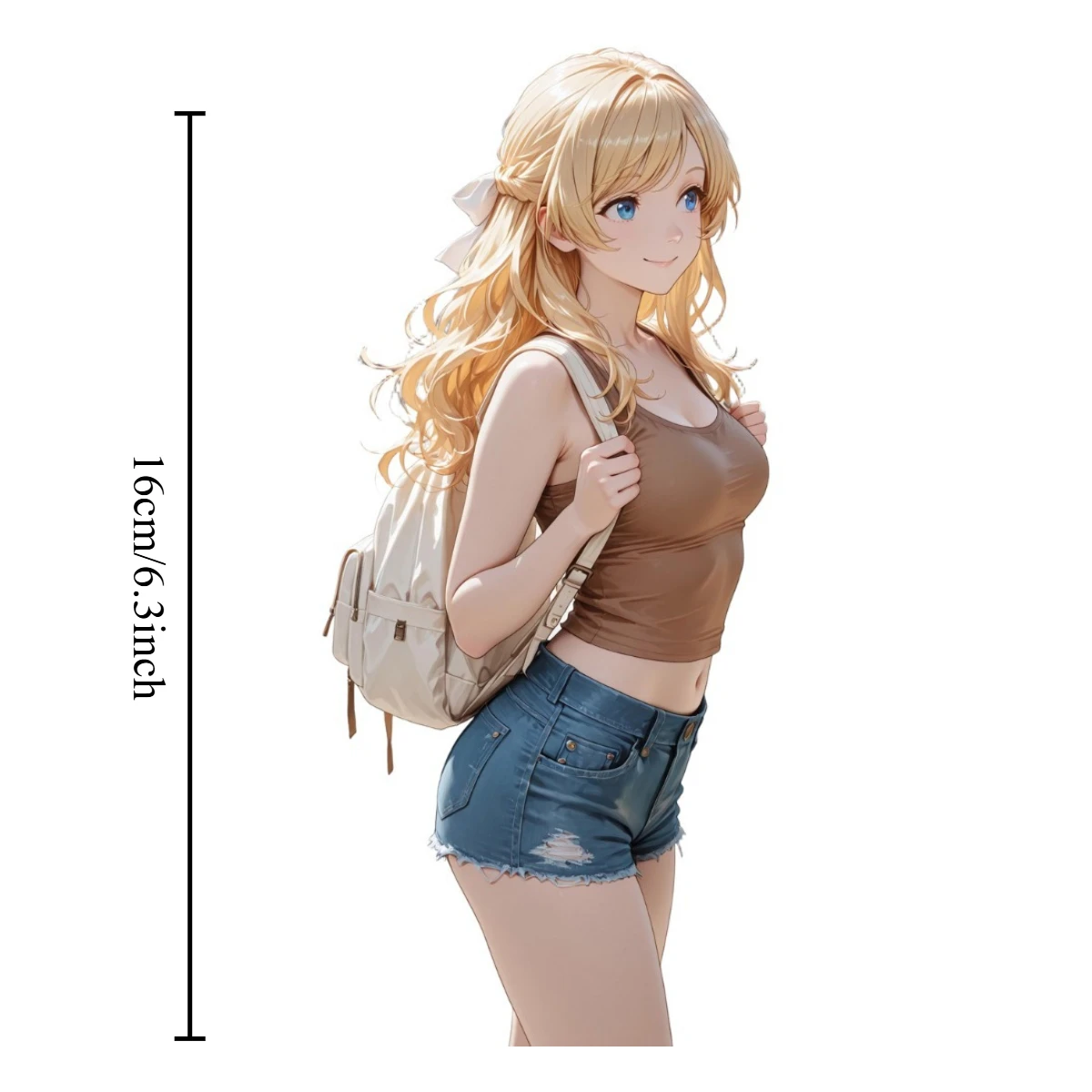 2D Flat 1Pc Anime Girl With Backpack Vinyl Sticker, Waterproof Decal for Car Motorcycle Laptop Decor, Holiday Gift