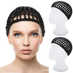 4 Pcs Mesh Crochet Hair Nets Breathable Wig Cap for Making Wigs Rayon Crochet Hair Nets Knit Snood Hat Mesh Hairnet Cap