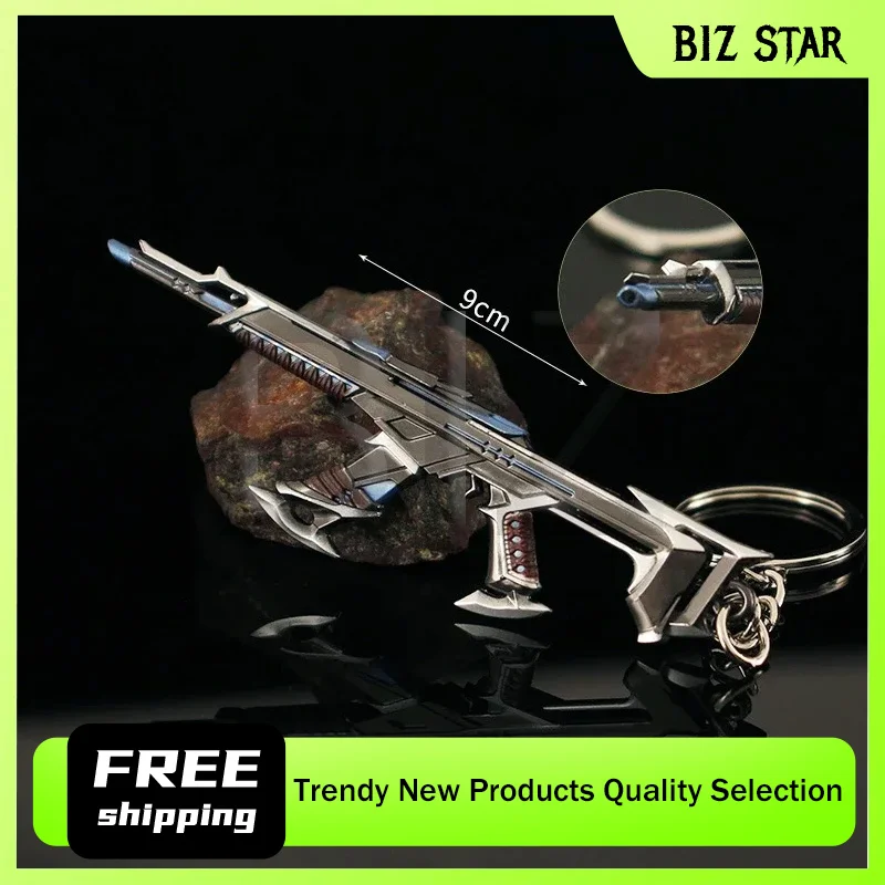 9 センチメートル/3.54 インチ Valorant ゲーム周辺機器ミニ銃キーホルダーブラックウェーブモブサムライソード金属武器モデル装飾男の子のおもちゃギフト