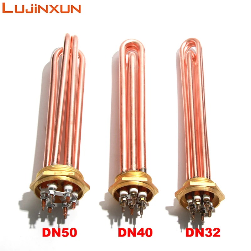 Element podgrzewający wodę miedzi LUJINXUN DN32 (41mm) DN40(47mm) DN50(58mm) 110V/220V 3/4.5/6/9/12KW rezystancja podgrzewacz rurowy 1PC