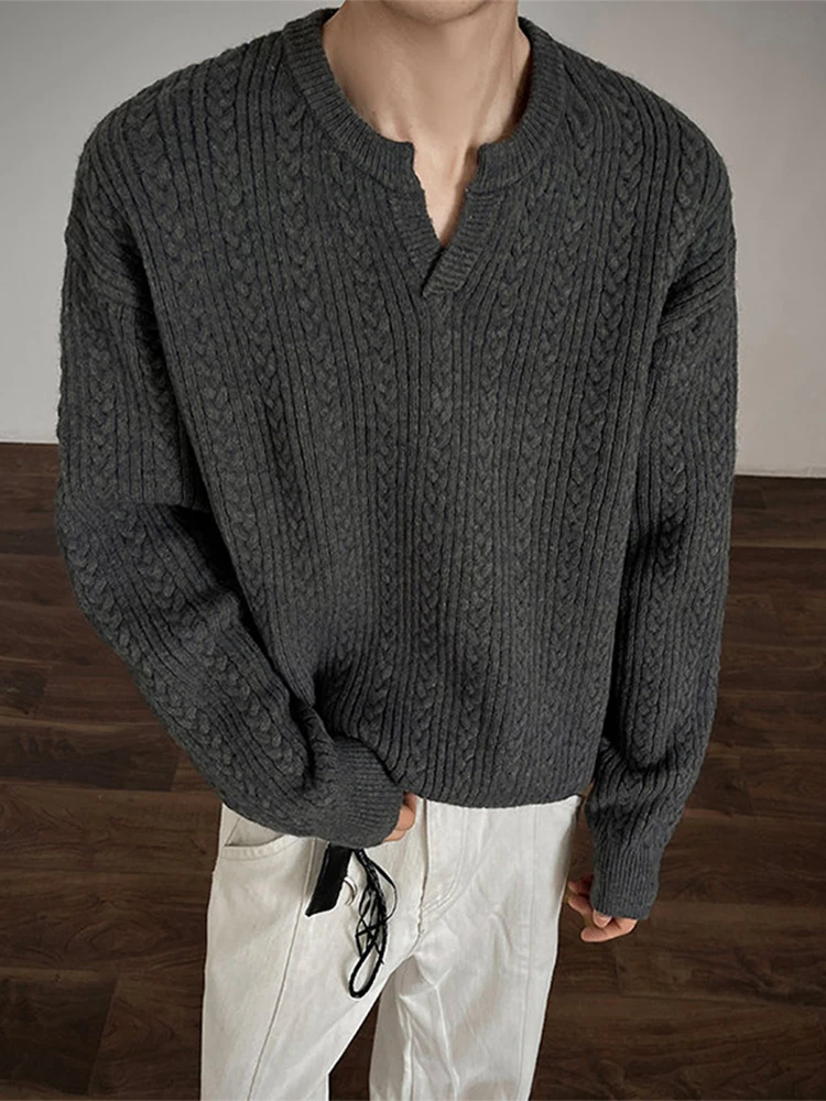 

Cleanfit Men's V-Ne Sweater Wheat Pattern Vintage American Sle Loose Fit Knitted Inner Wear Autumn Winter Casual Faion