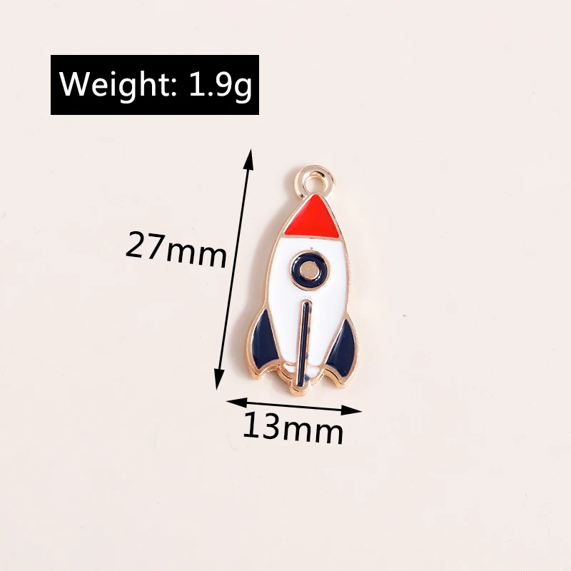 20pcs 13x27mm Cute Enamel Space Rocket Charms Pendants for Jewelry Making Drop Earrings Bracelets Necklaces DIY Crafts Accessory