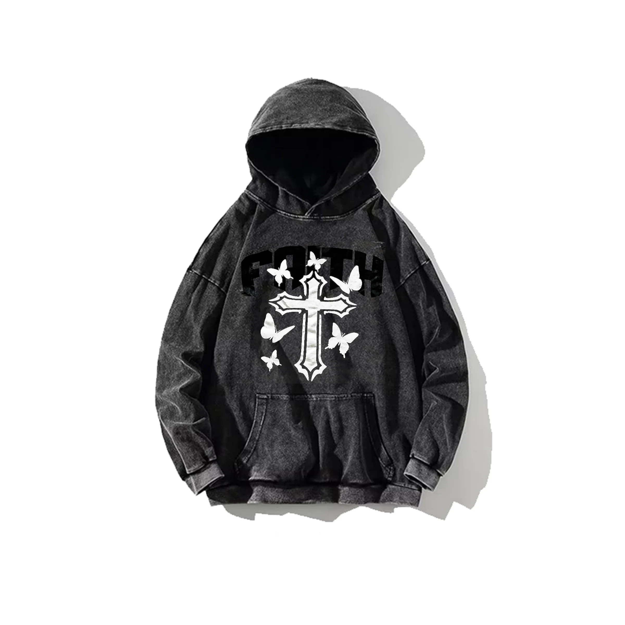 

American Retro Anime Print Oversized Washed Hoodie Top for Men 2000 Fashion Loose Casual Versatile Sweat for Women Street Wear