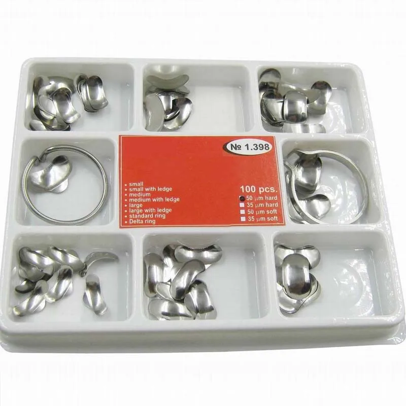 

Free shipping 200pcs Full Kit Dental Matrix Sectional Contoured Metal Matrices No.1.398