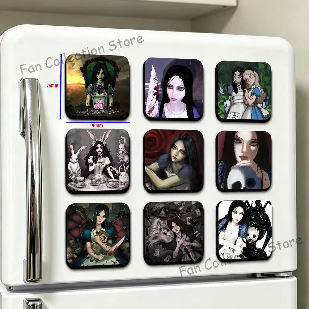A-Alice Madness Returns Cute Cartoon Anime Refrigerator Magnets Soft Magnetic Heat Transfer Refrigerator Magnets Gift