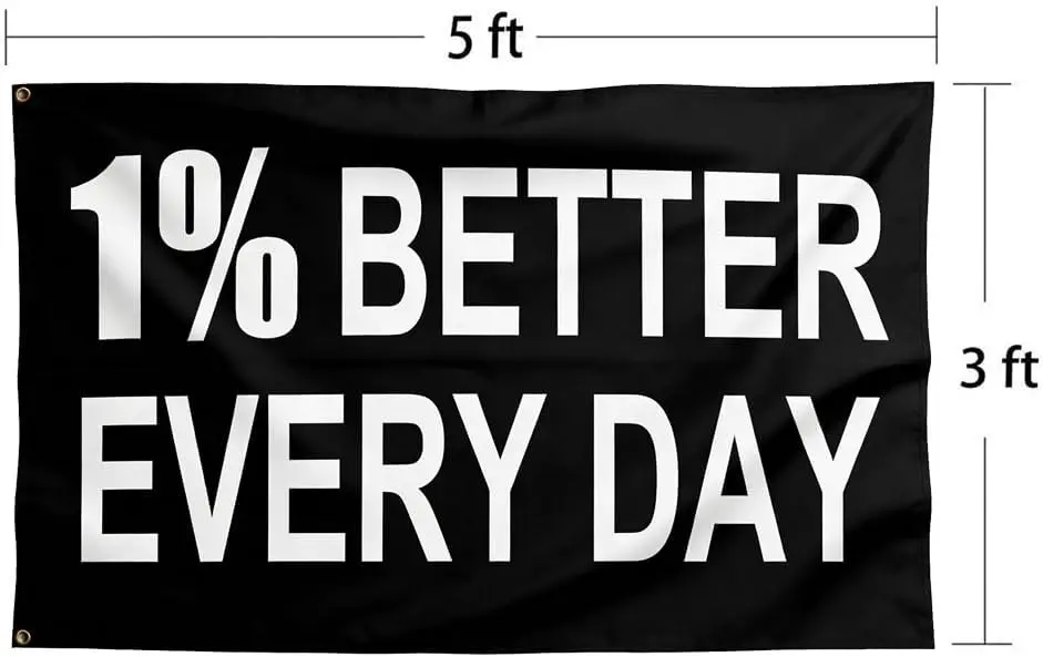 Motivational Banner 1% Better Every Day Progress Poster Wall Art Self Improvement Mindset Gift for Fitness Gym Goals Success