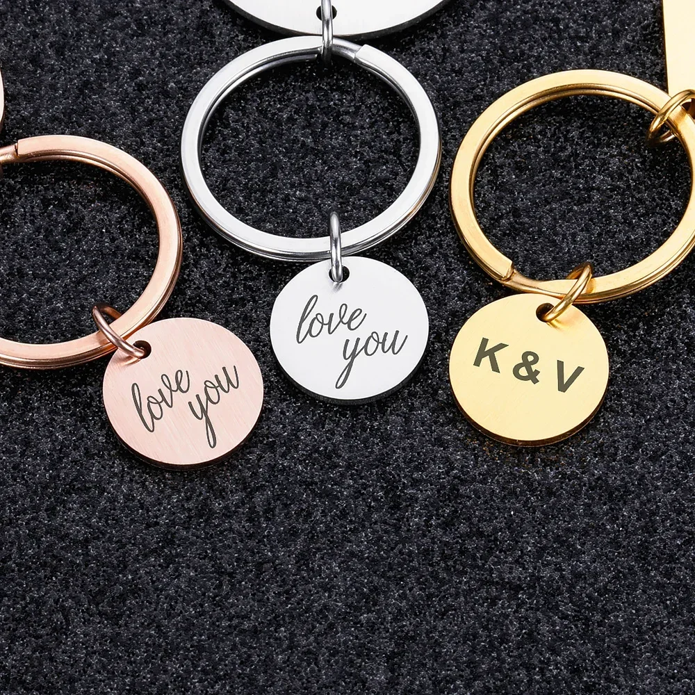 Personalized Custom Key Chain Ring Engraved Calendar Date Stainless Steel Keyring Wedding Anniversary Gift for Boyfriend Husband