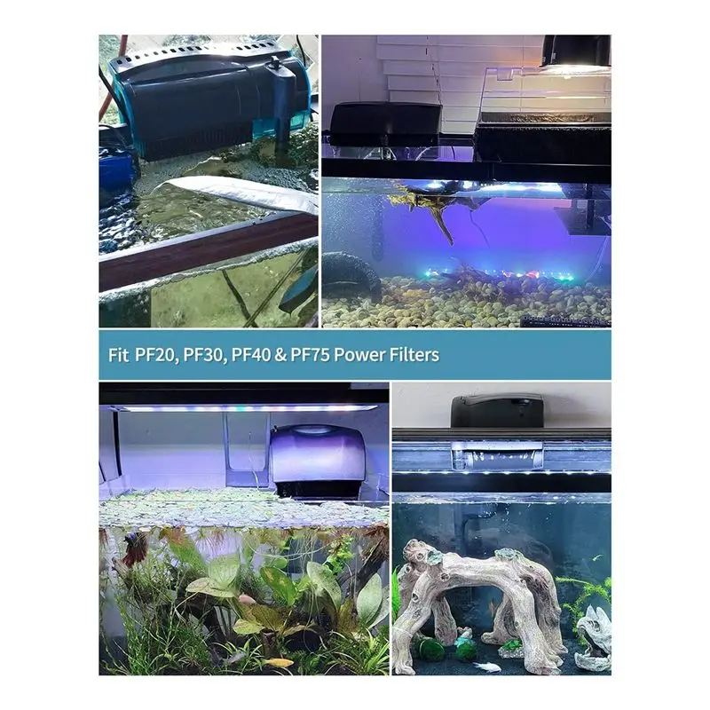 A60P 6 Count PF-L Filter Cartridges Refill for Silenstream PF20 PF30 PF40 and PF75 Power Filters Fish Tank