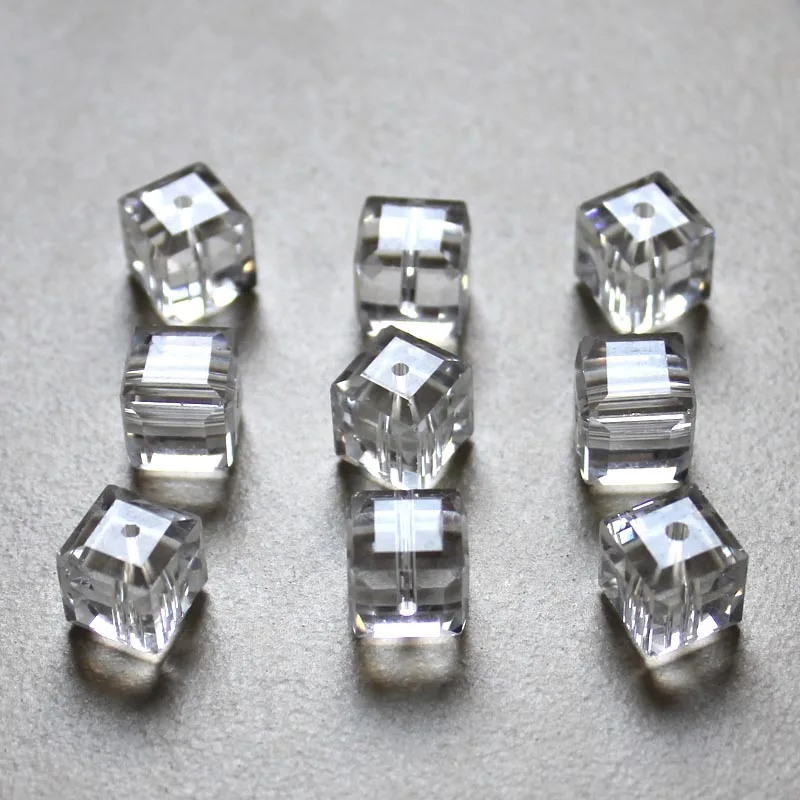 AAA Quality 8X8MM Clear Multicolors Cube Austrian Crystal Glass Square Loose Spacer Beads For Jewelry Making DIY Accessories