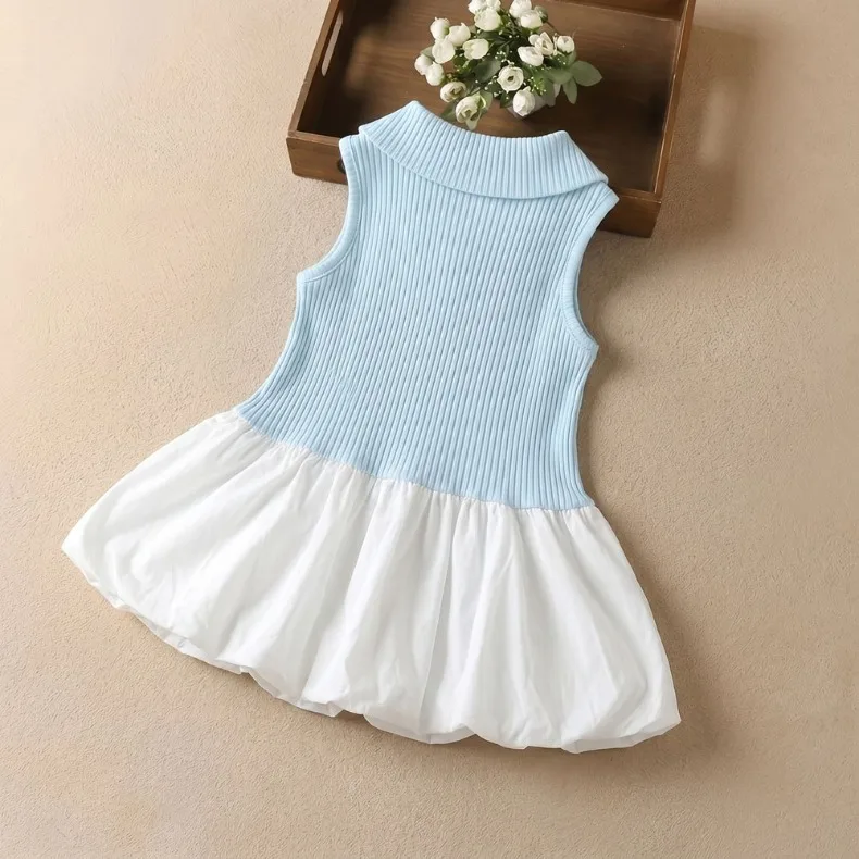 (0-6 Jahre) Sommerkleid für Babymädchen, elegantes himmelblaues ärmelloses Prinzessinnenkleid, Mädchen-Geburtstagskleid mit Schleife, Strand-Sommerkleid, neu – Detail 2