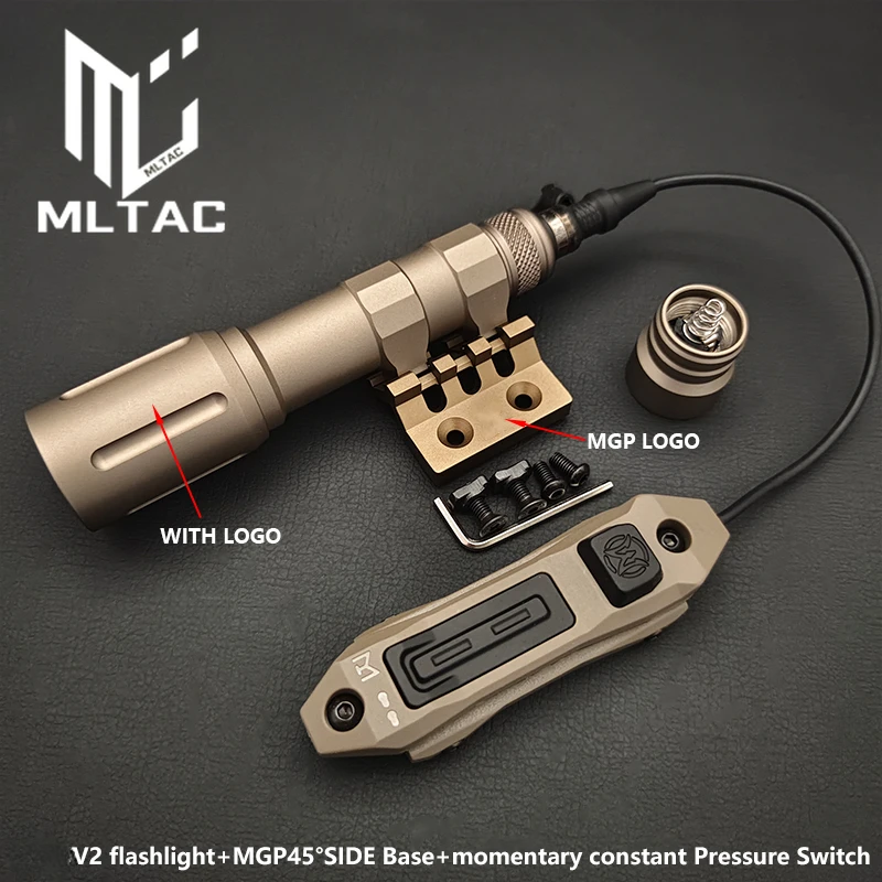 

Airsoft Scout Light White LED Weapon V2 Flashlight With Constant/ Momentary Dual Remote Switch And MLOK CNC Spotligh Mount