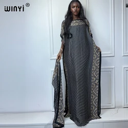 WINYI African Women boho print dress with belt abaya dubai luxury traditional outfit muslim sets woman maxi Dress evening dress
