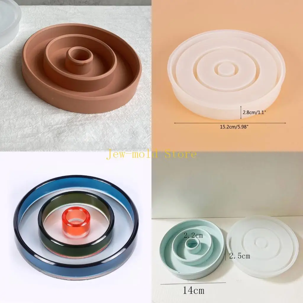 

C71B круглый подсвечник силиконовой плесень гипсовой штукаптур