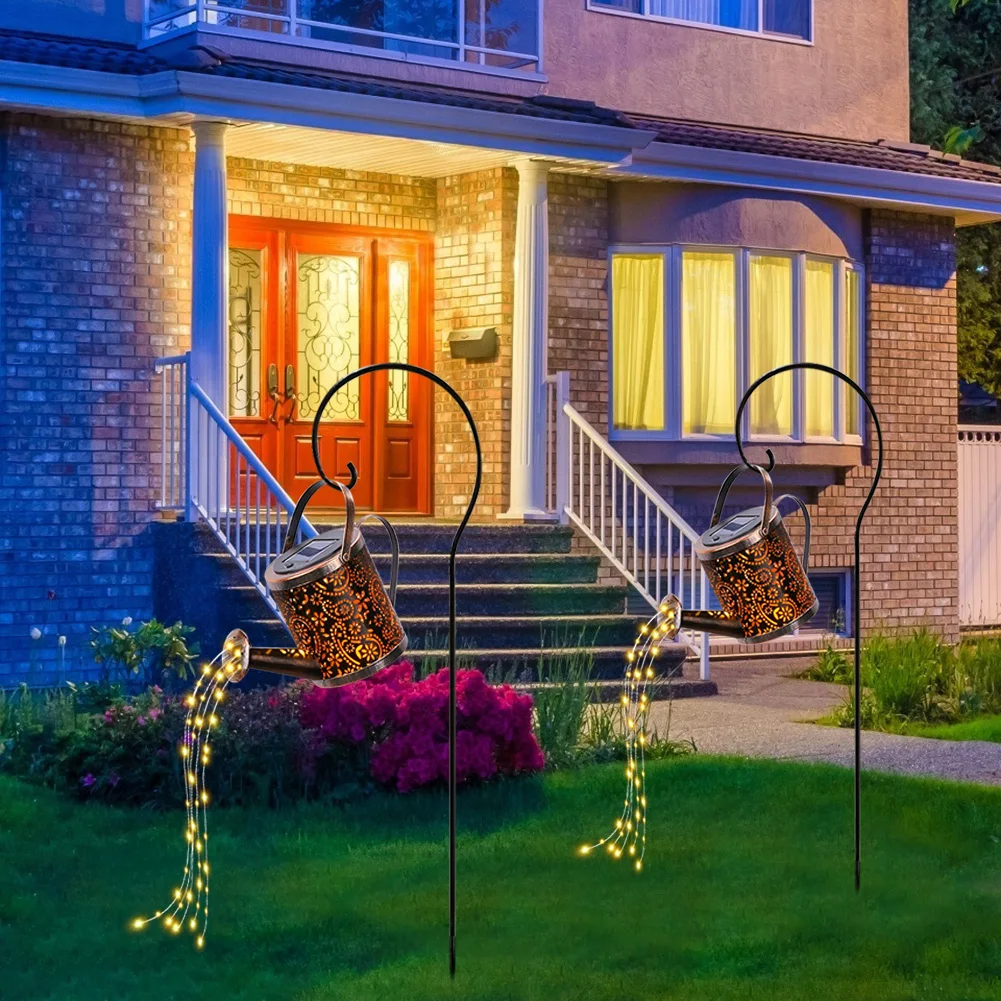 Solar LED Light Outdoor Garden Fairylight Watering Kettle Shower Can Lawn Decoration Outdoor Waterproof Yard Art