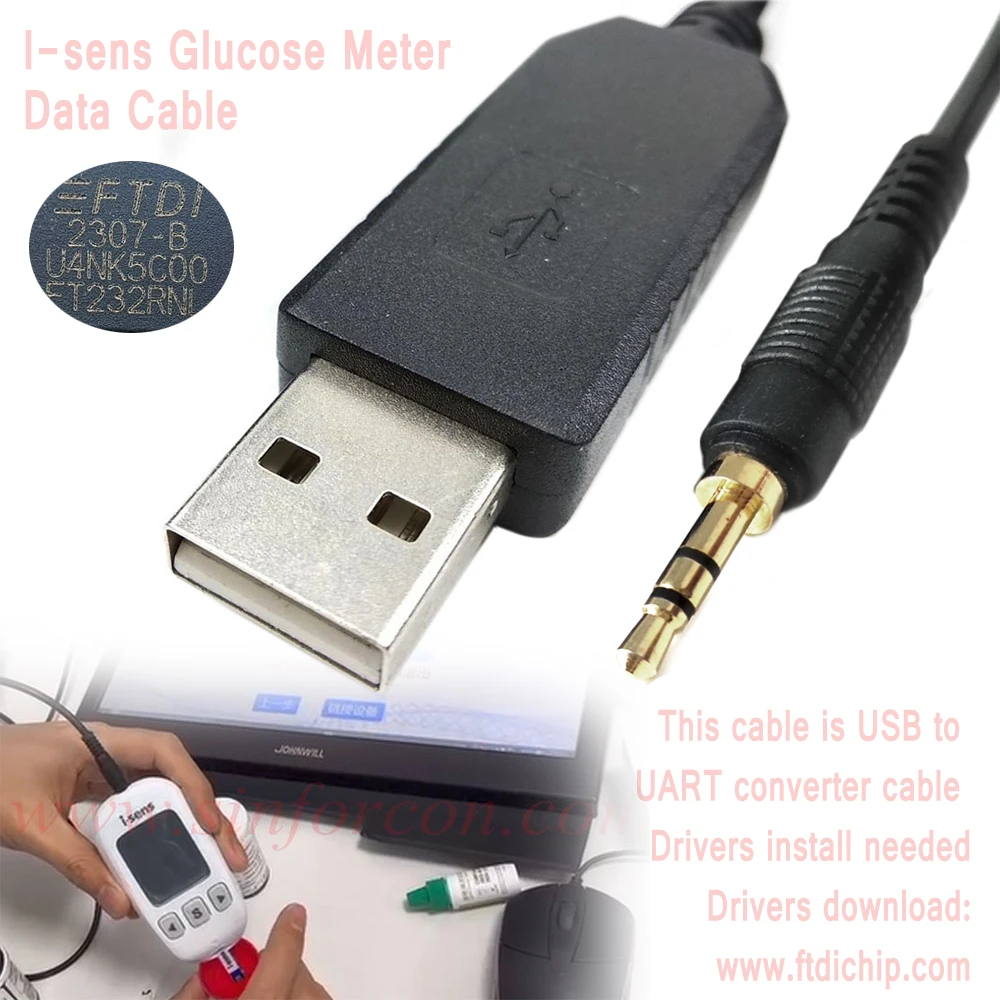 

I-sens 710 Blood Glucose Monitor Data Cable FTDI Chip USB UART to 2.5mm Stereo