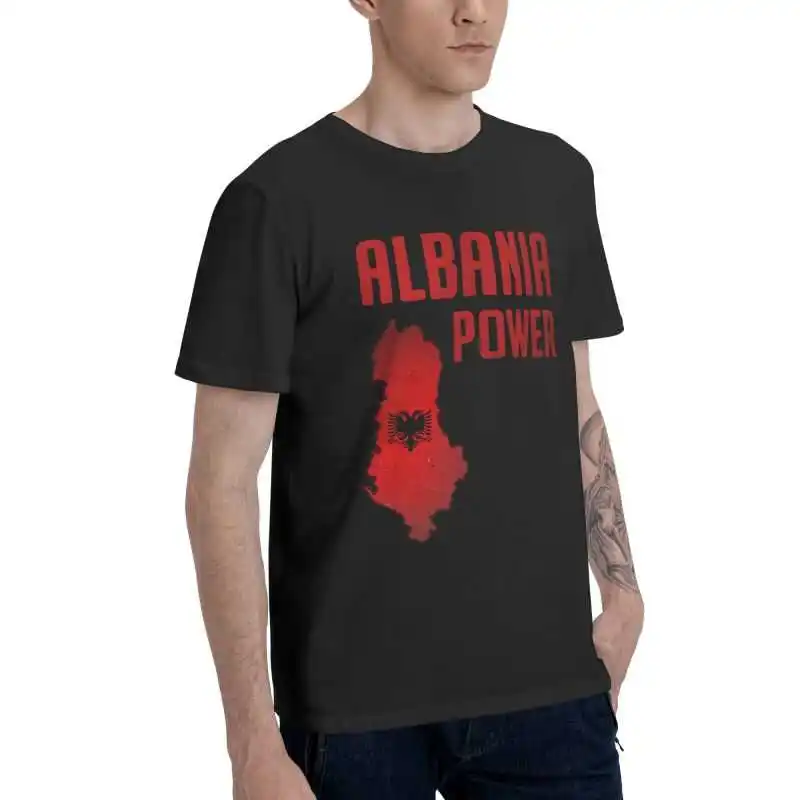 Albania Power Albanian Flag Map T-Shirts Men Streetwear T Shirt Short Sleeve Patriotic Tshirts  Cotton Tees Top Clothing