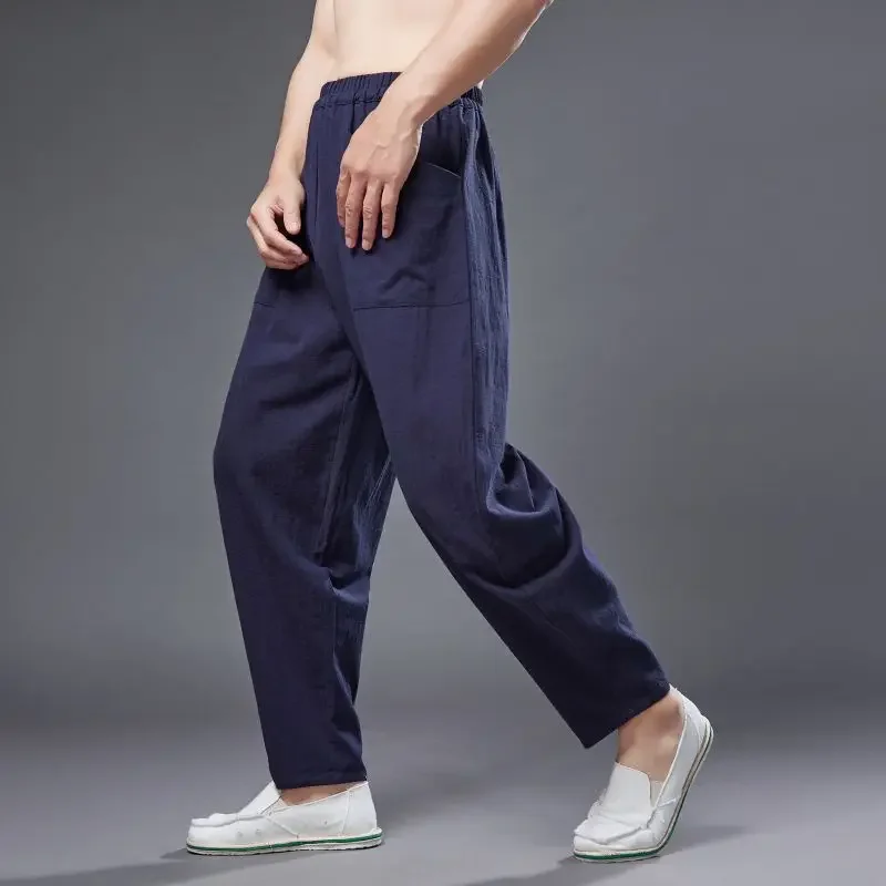 Men Tai Chi Yoga Martial Arts Pant Cotton Linen Loose Harem Bloomers Sweatpants Running Jogger Fitness Gym Workout Casual Pant