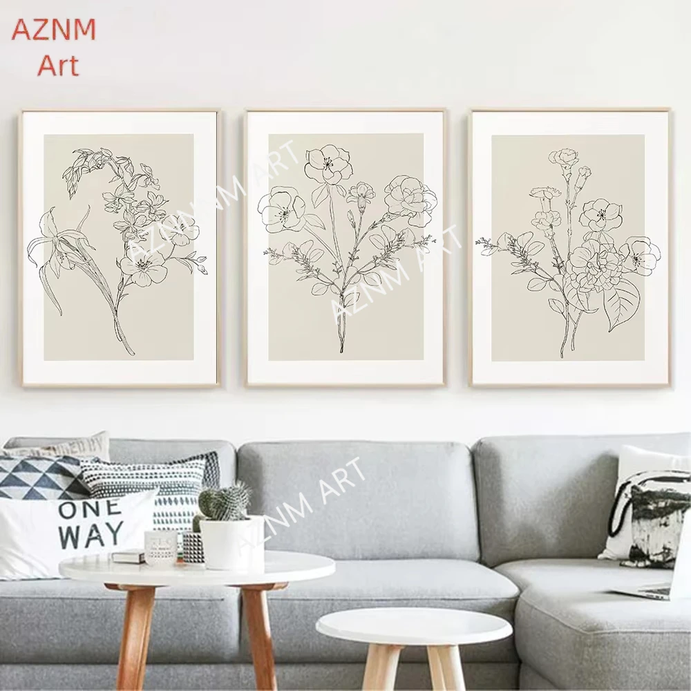 1/3PCS Triptych Modern Minimalist Aesthetic Wall Art Abstract Geometric Lines Canvas Poster Prints Home Bedroom Living Room