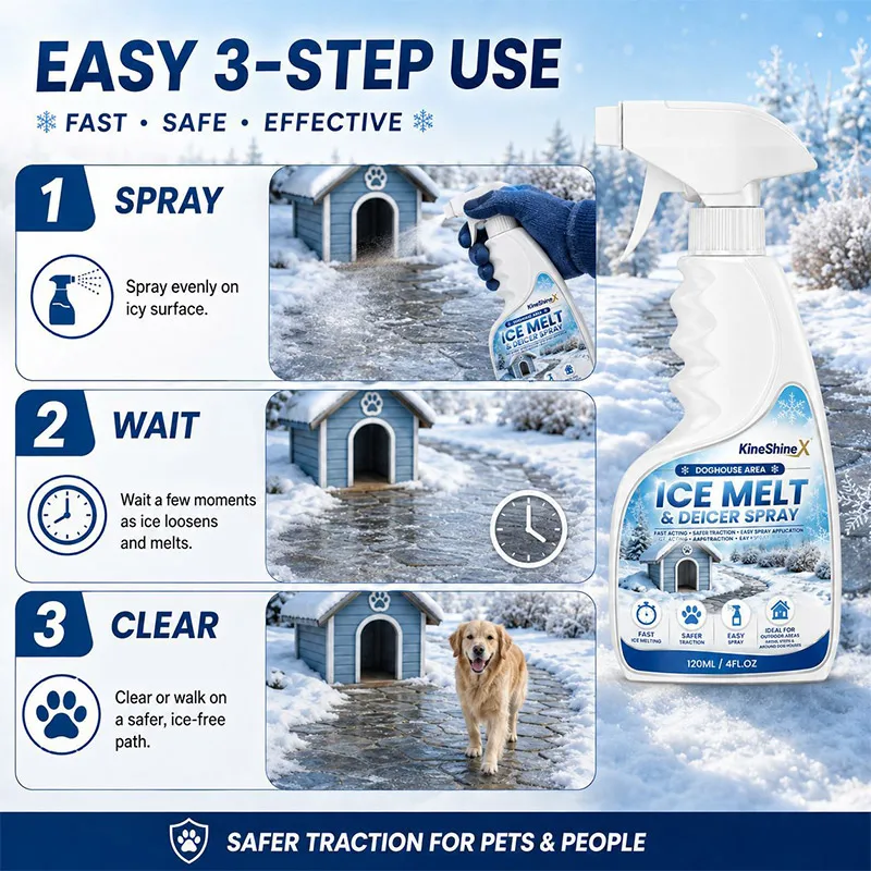 Ice Melt Deicer Spray Fast Snow Melting Outdoor Path Steps Pet Friendly Traction Driveway Sidewalk Safe Effective Formula Winter