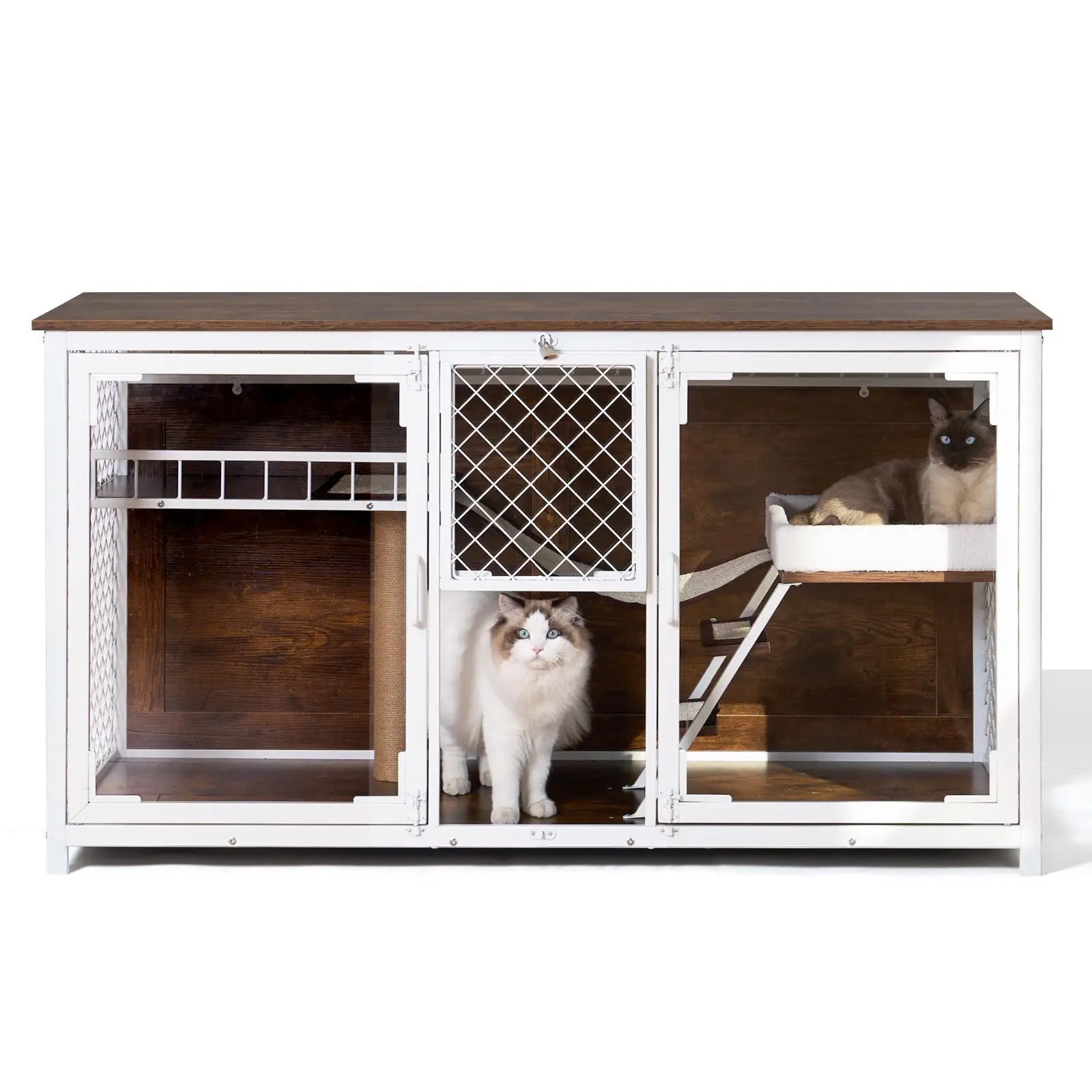 

Wooden Cat House, cat villa, cat cages indoor, TV stand with cat house