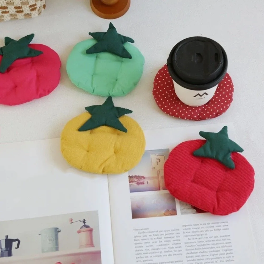 Washable Thick Tomato Shaped Coaster Anti-Scalding Kawaii Insulation Pad Decorative Non-Slip Tea Cup Mat Table Decoration 3