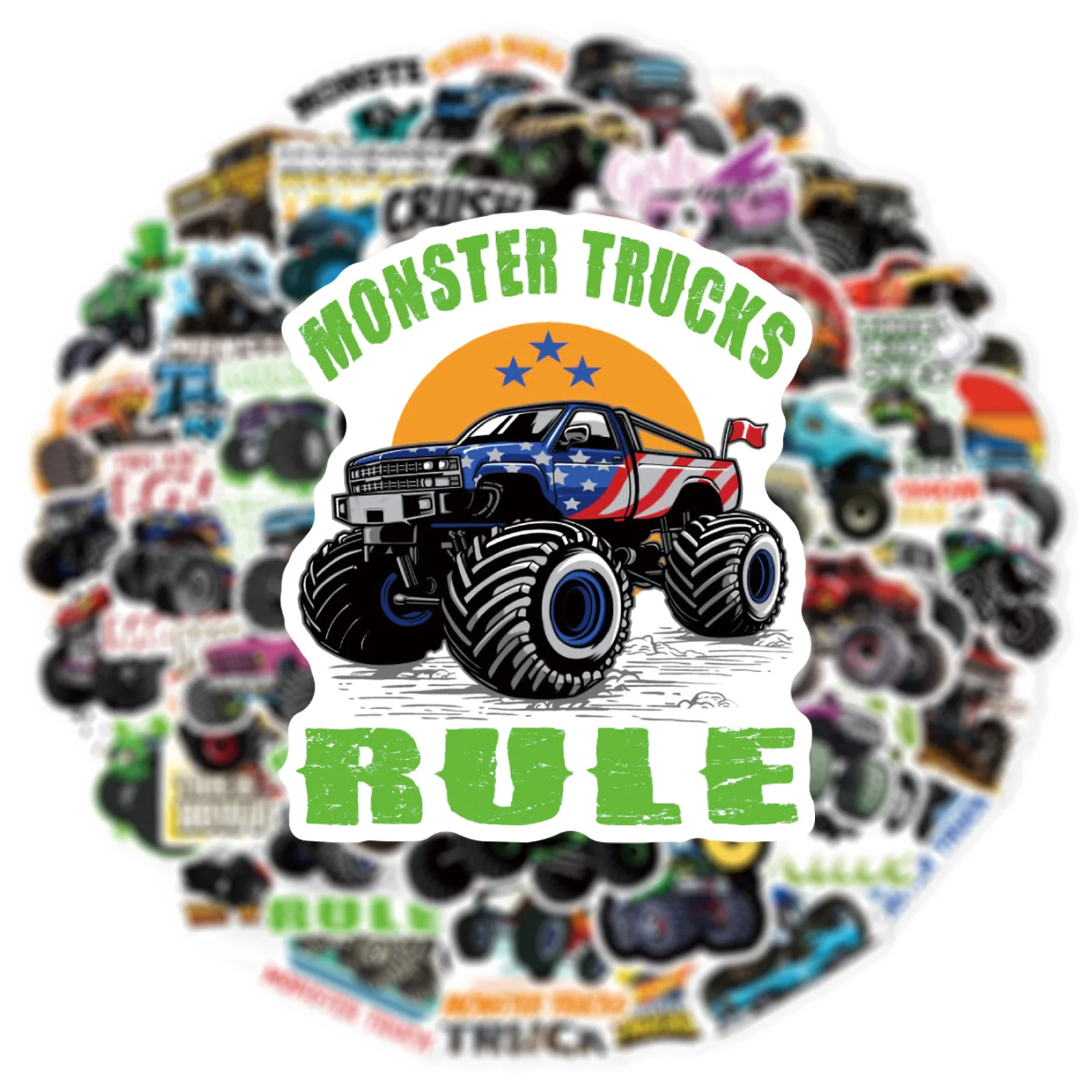 10/25/50pcs Monster Trucks Graffiti Stickers for DIY Kids Stationery Water Bottle Phone Car Motorcycle Skateboard Helmet