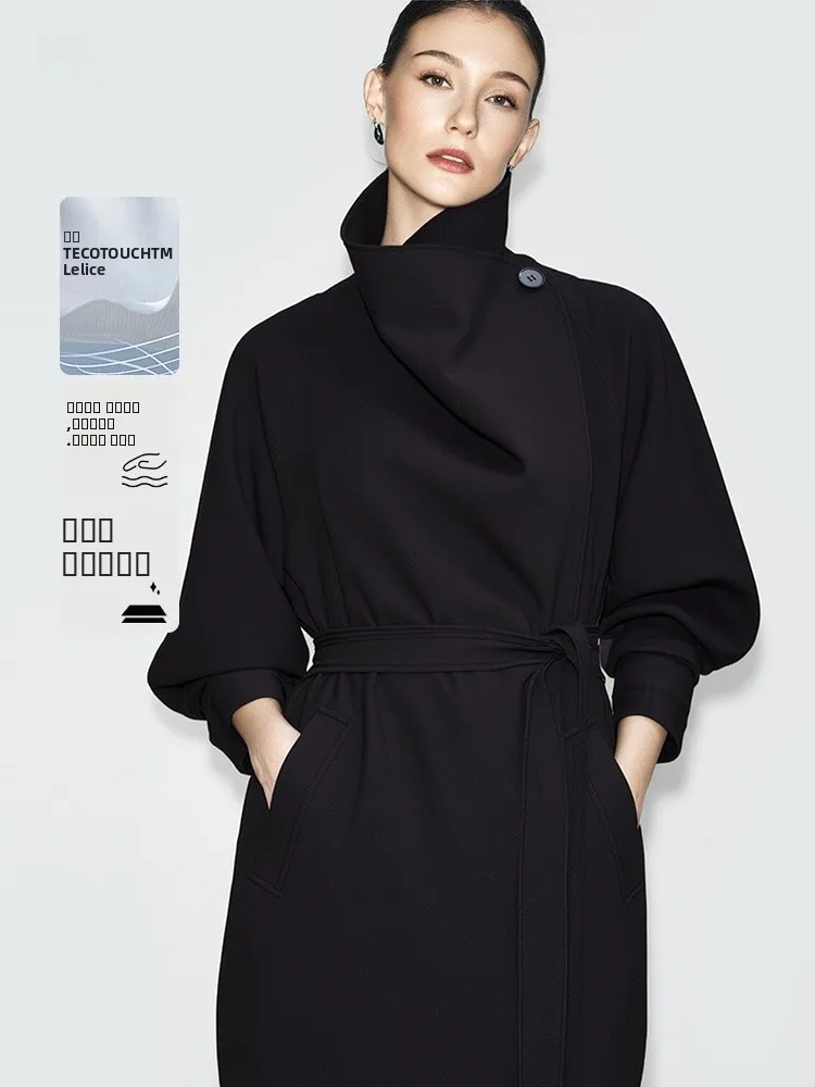 

Женское пальто i Commuter Sle с поясом, свободный крой oulder Sve, большой воротник, против морщин, без железа, средней длины, весенняя новинка