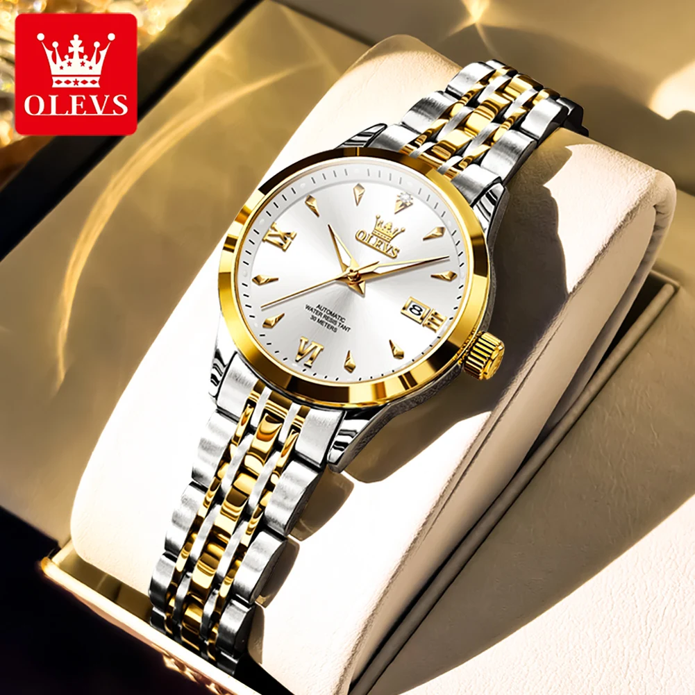 OLEVS 9956 ساعة نسائية ماركة فاخرة ساعة ميكانيكية أوتوماتيكية مقاوم للماء تاريخ ساعة للنساء سوار مجموعة الأصلي Reloj جديد #2