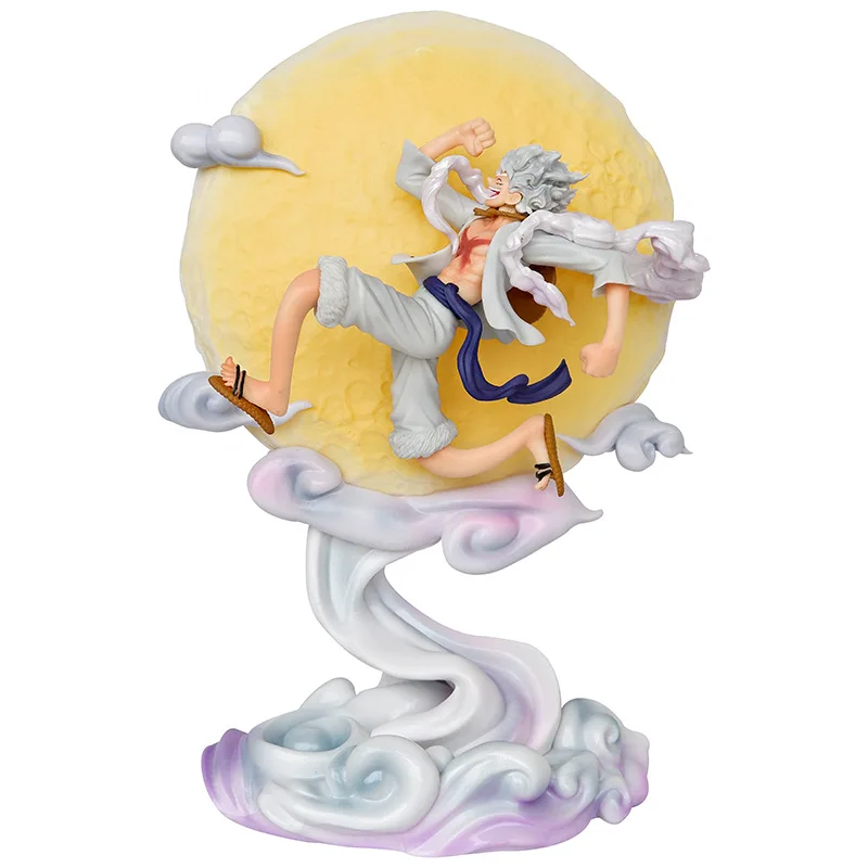 Anime One Piece Nika Luffy Action Figure Gear Fifth Sun God Run to the moon With Light Statue Pvc Collection Model Toy Gift 28cm