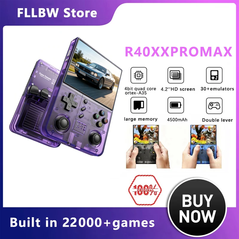 

Портативная игровая консоль FLLBW 2026 R40XXProMax 2 для детей, 4,2 дюйма, аккумулятор 4000 мАч, встроенный Wi-Fi, портативное игровое устройство