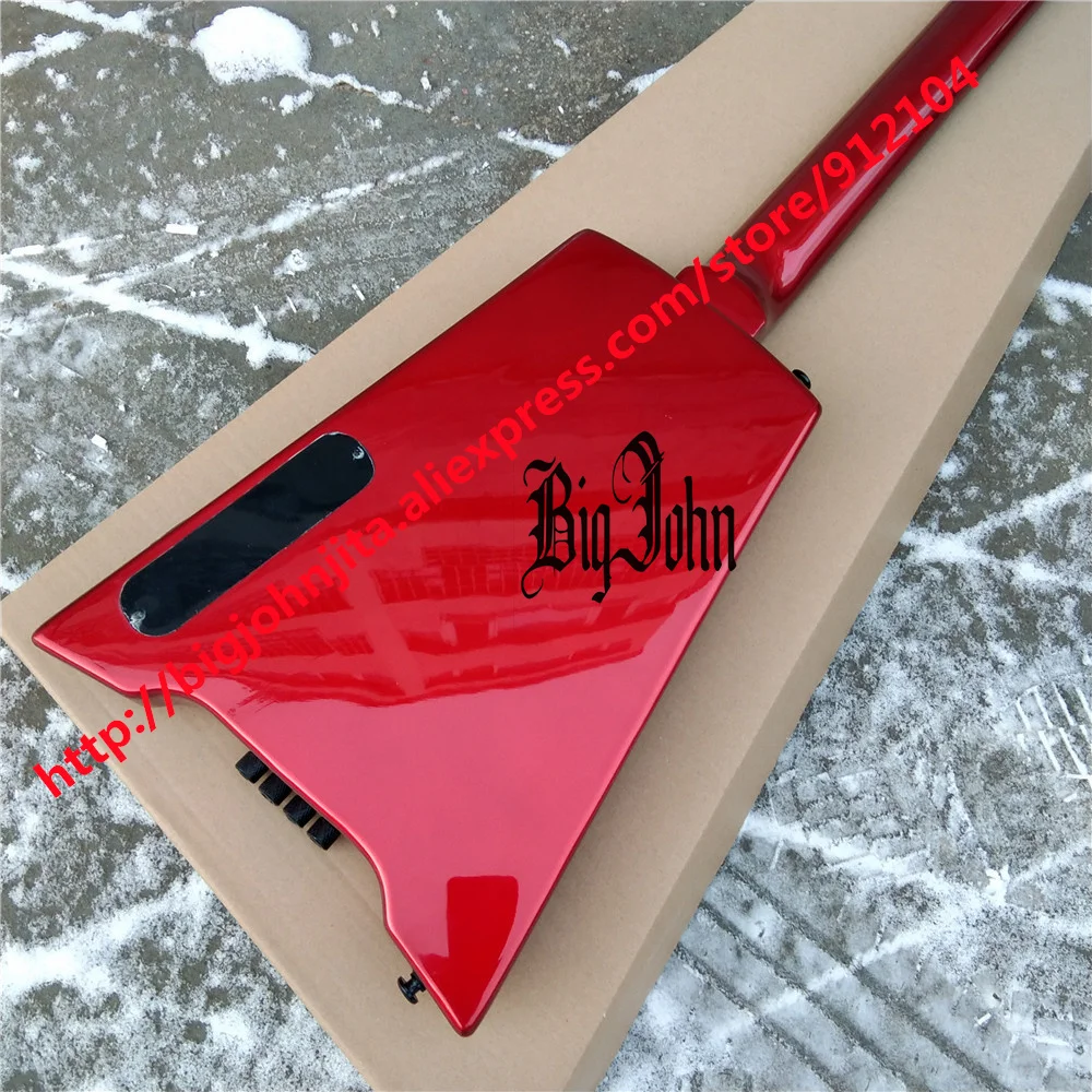 Silver Red 4 strings headless electric bass guitar Mahogany body&Rosewood Fingerboard BJ-544