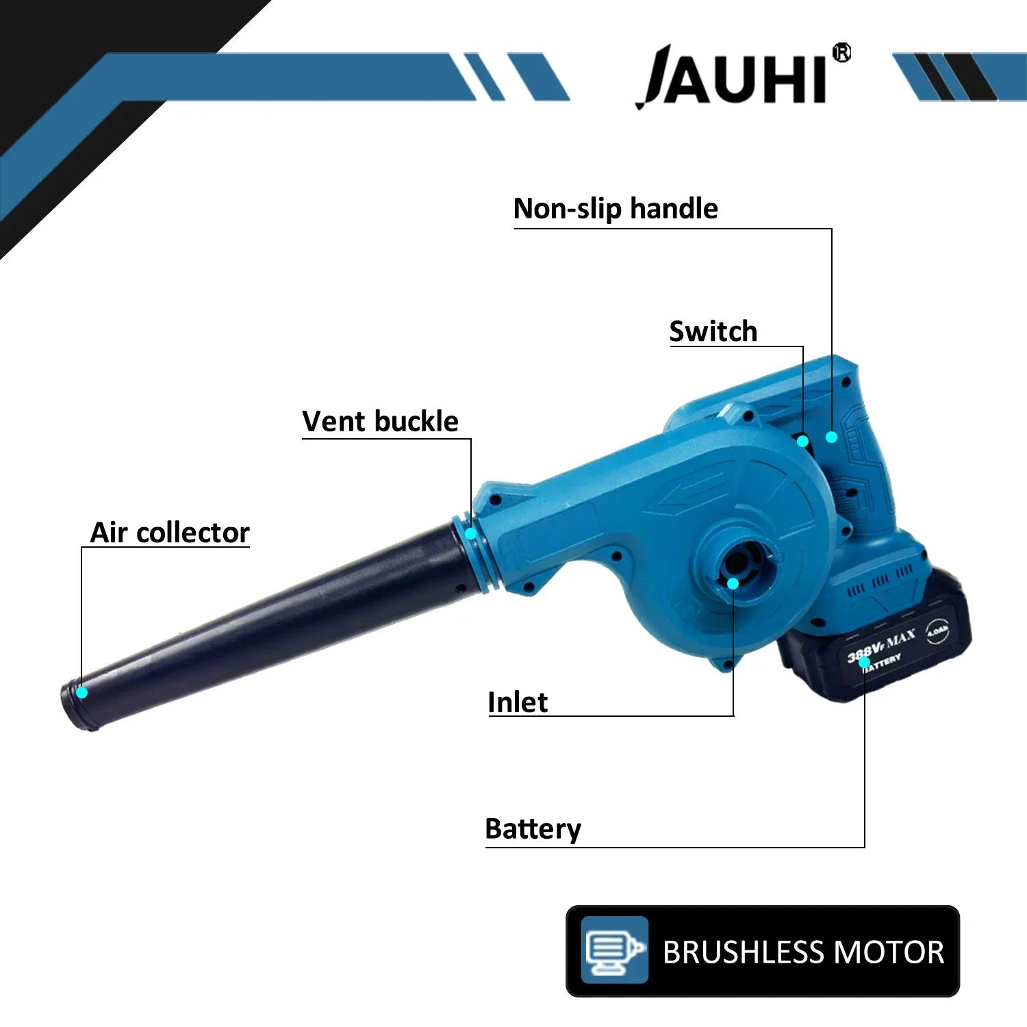 JAUHI 2 in 1 Cordless Blower & Vacuum,18V Max Lightweight Handheld Small Dry Leaf Sawdust High-power Rechargeable Blower Cleaner