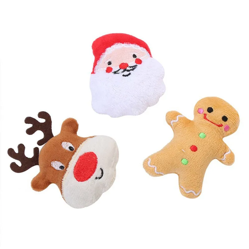 Christmas Gingerbread Man Pet Toy Cute Plush Dog Cat Pet Toys Chew Animal Cartoon Toy for Pet Puppy Teething Toys Christmas Toys