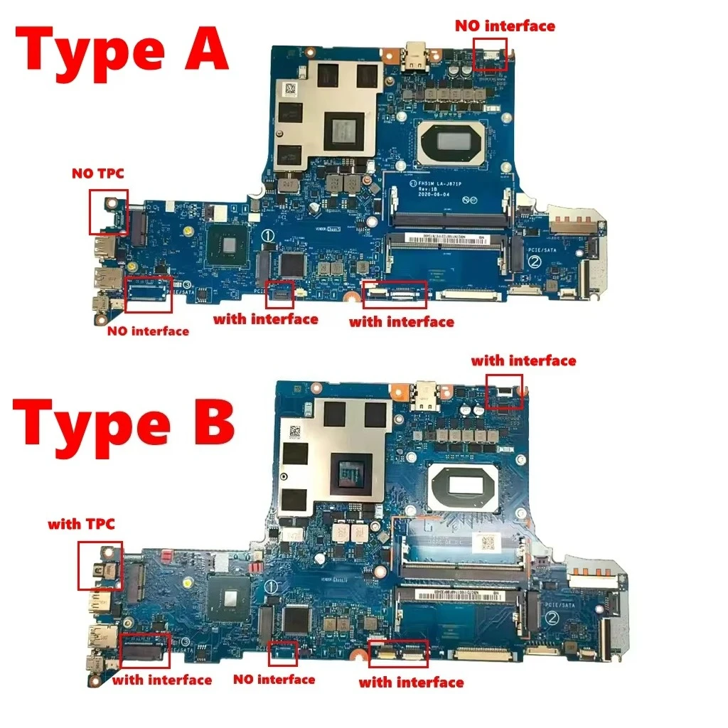 LA-J871P With i5 i7-10th Gen CPU GTX1650ti-V4GB GPU Laptop Motherboard For Acer Nitro AN515-55 Notebook Mainboard