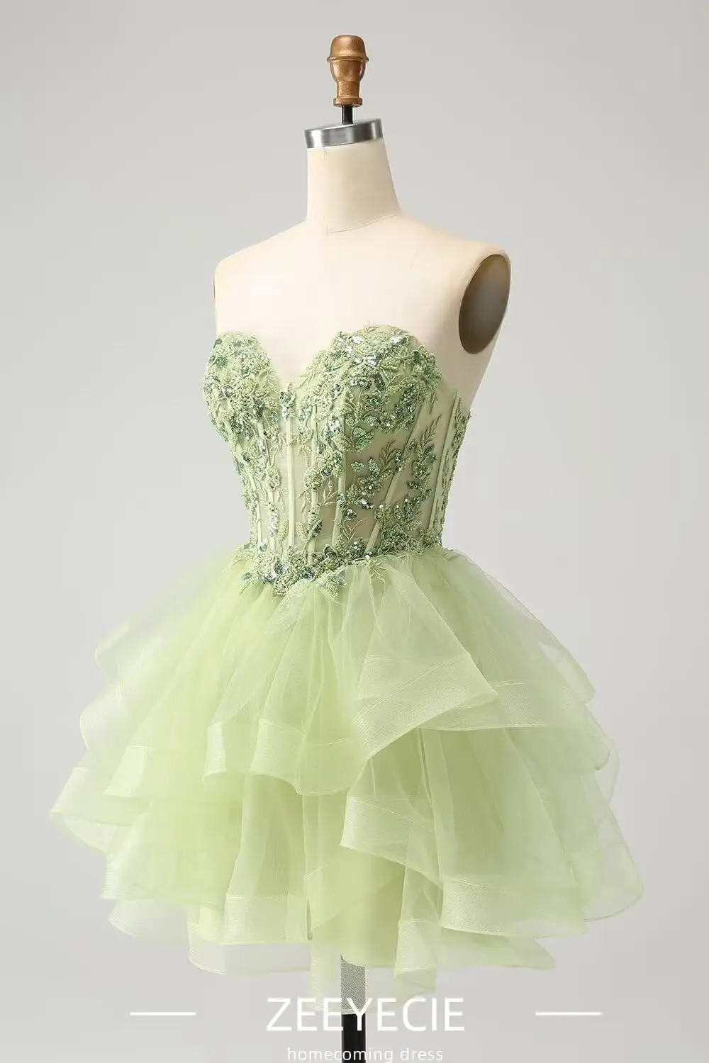 Gelaagde Tule Homecoming Jurken Strapless Kant Applique Kralen Korte Galajurk voor Tieners Quinceanera DAMA Jurk