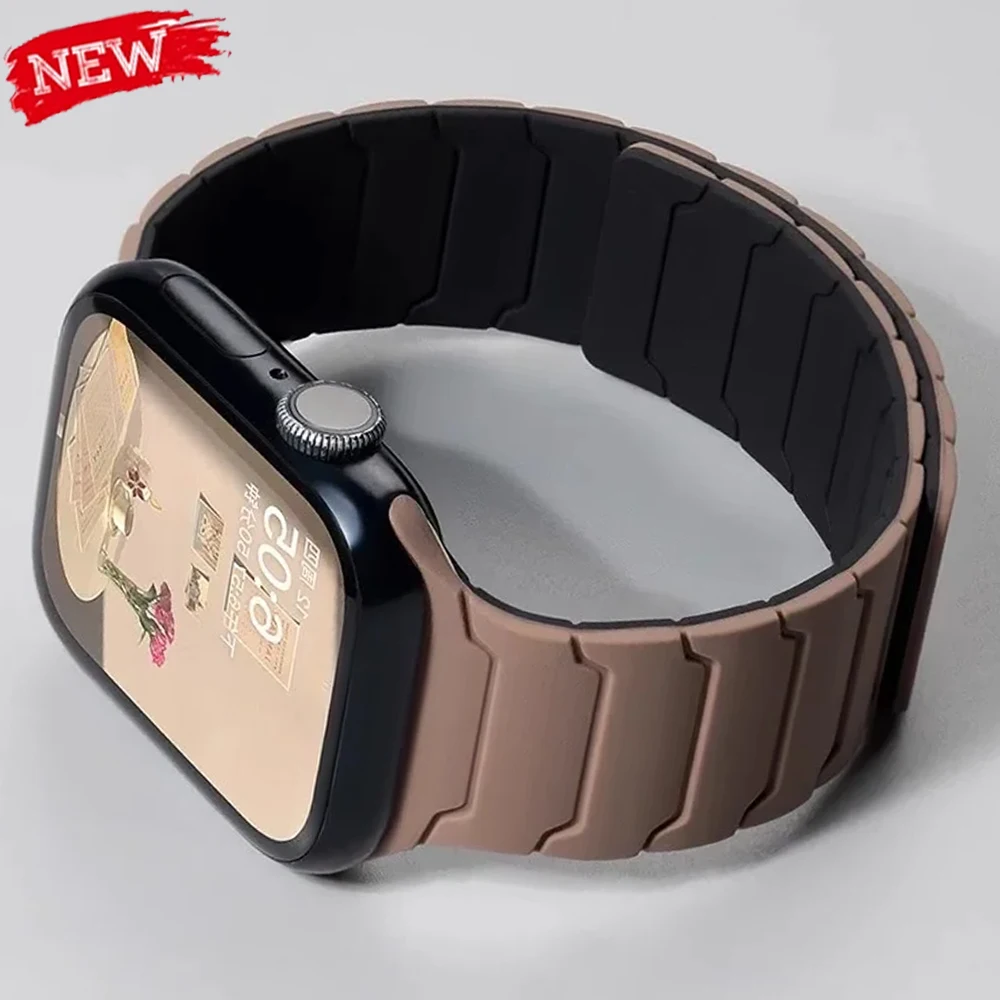 Magnetisches Armband für Apple Watch Band 46mm 45mm 44mm 41mm 42mm Silikon-Armband iWatch Series 11 10 9 8 Se Ultra3/2 49mm Correas