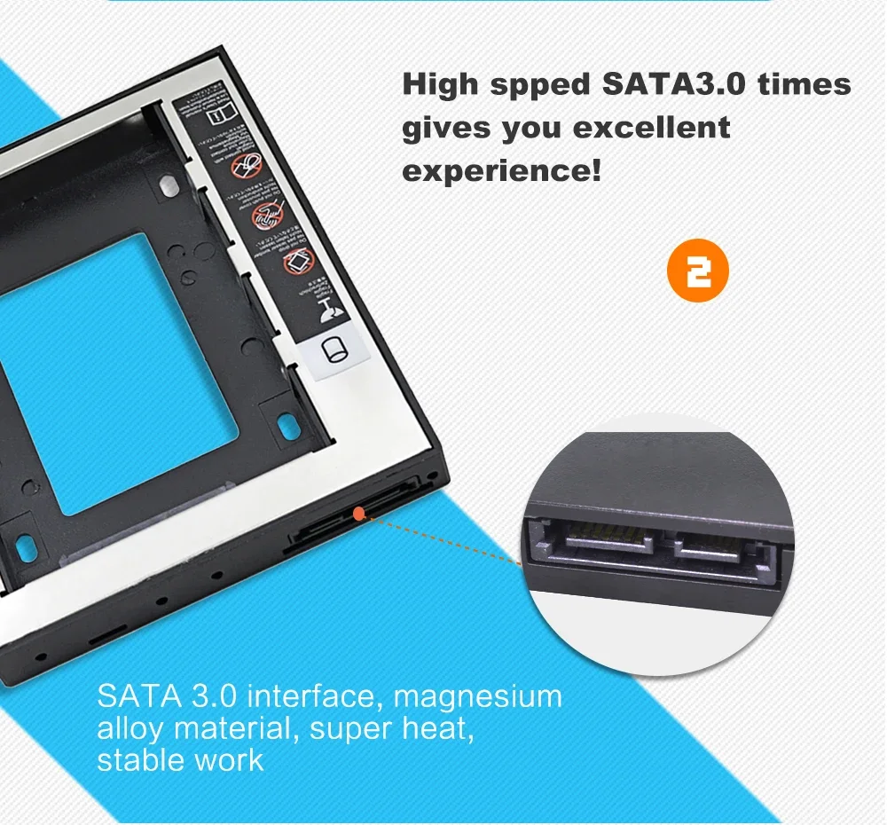 쿨서클 플라스틱 알루미늄 범용 9.5/12.7mm SATA 3.0 2세대 HDD 캐디 2.5인치 SSD CD DVD HDD 케이스 인클로저 CD-ROM ODD Optibay