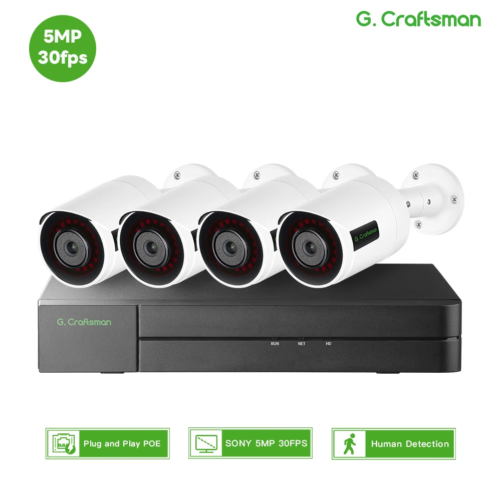 

RU 4CH G.Craftsman SONY 5MP 30fps POE Kit System CCTV Security Audio Surveillance Video Guard Viewer