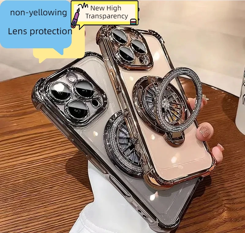 

Relieve Stress Spinning Top Magsafe Holder Case For iPhone 16 Pro Max 16 Plus 15 Pro 14 13 12 11 X Xs Plating Transparent Cover