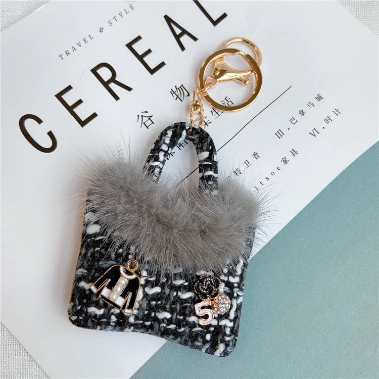 Luxury Mink Hair Plush Bag Key Chain Pendant Diy Personality Hanging Ornaments High Quality Keychain Bag Pendant Accessories