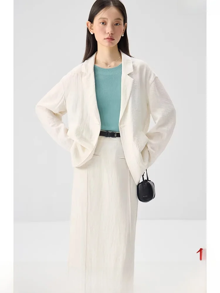 

Легкий льняной костюм для женщин: модный комплект из блузки и юбки с высокой талией, облегающий силуэт, весна-лето, новинка