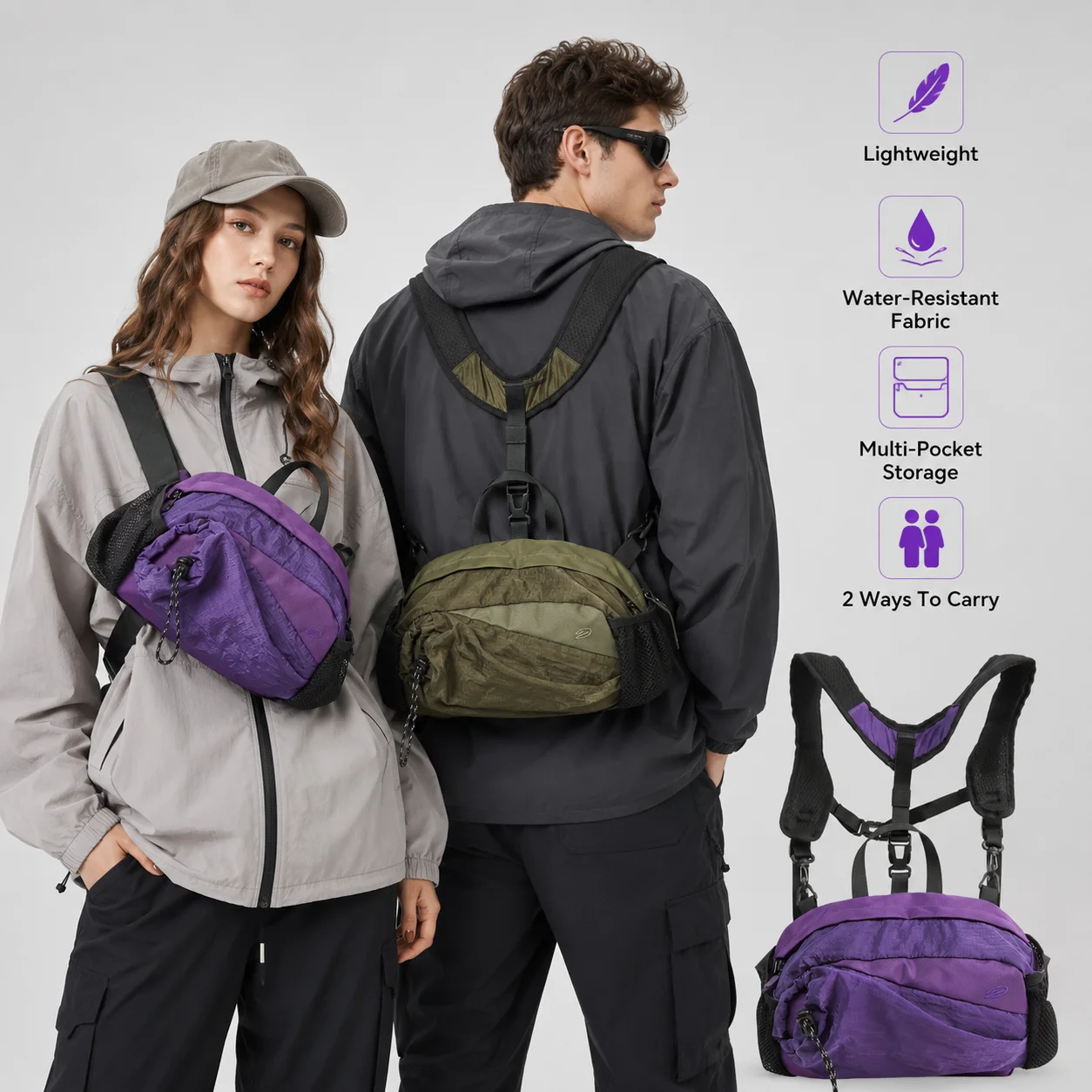 Outdoor Sports Backpack Portable Cycling Bag Large Capacity Sling Chest Pack Lightweight Travel Backpack Fitness Bag For Men
